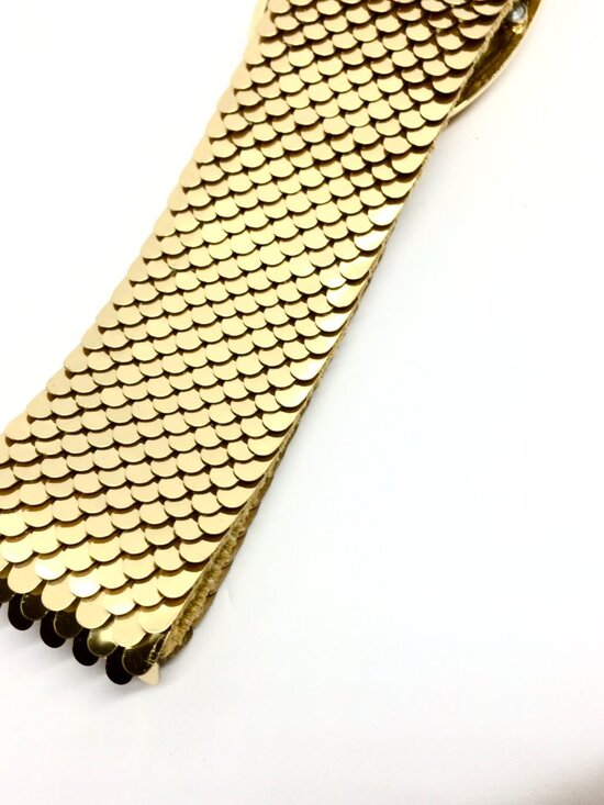 VINTAGE GOLD TONE Stretch Belt Day Lor Wide Scale Statement Disco Waist Cinch main image 10
